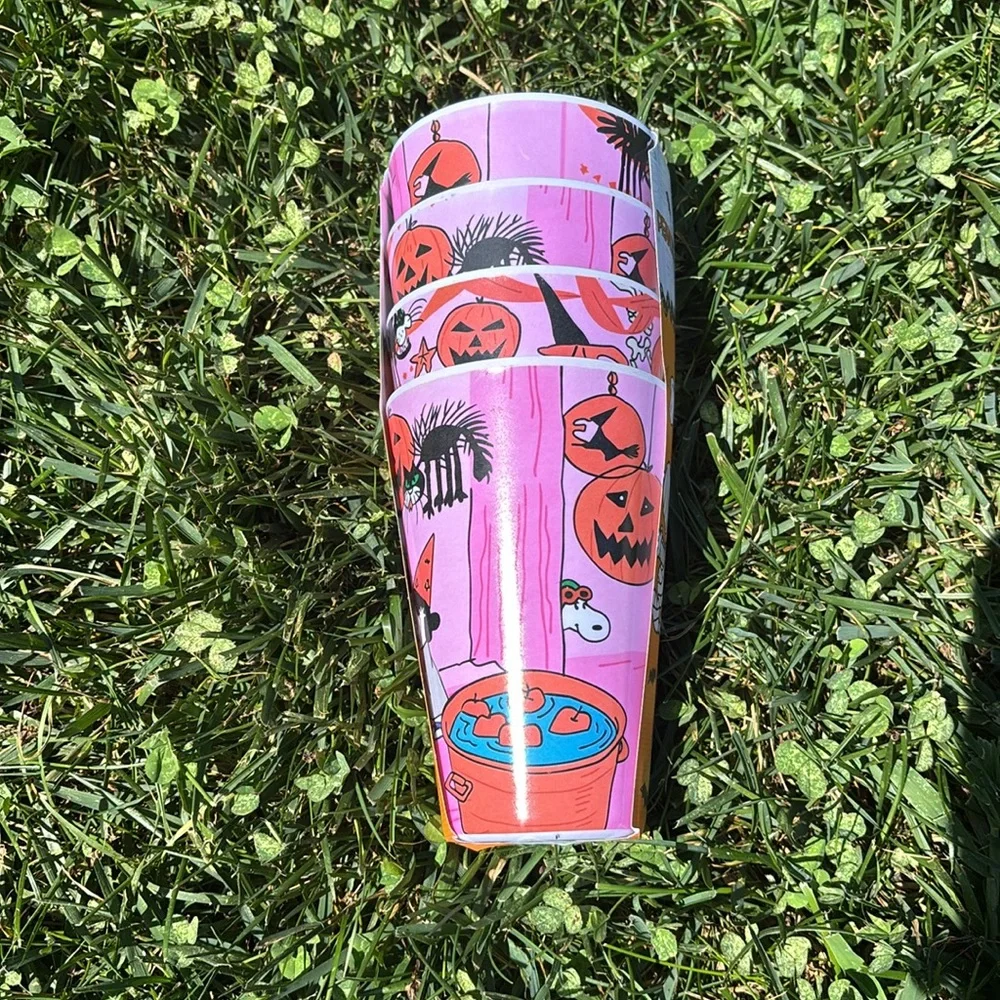 NWT Peanuts Halloween Party Themed Pink Cups